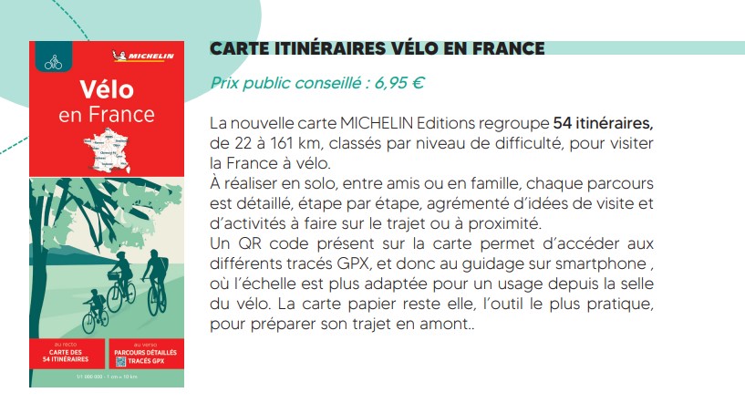 MICHELIN CARTE ITINERAIRES A VELO